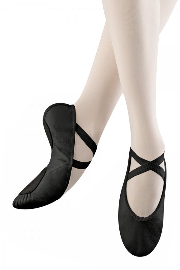 S0203L Bloch Adult Split Sole Leather-Canvas Ballet Slipper (Black)